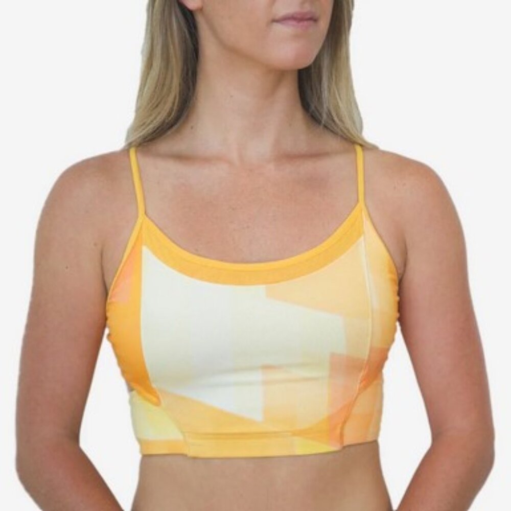 Yogasmoga Laguna Sports Bra in Saffron Yellow/California Orange, 8